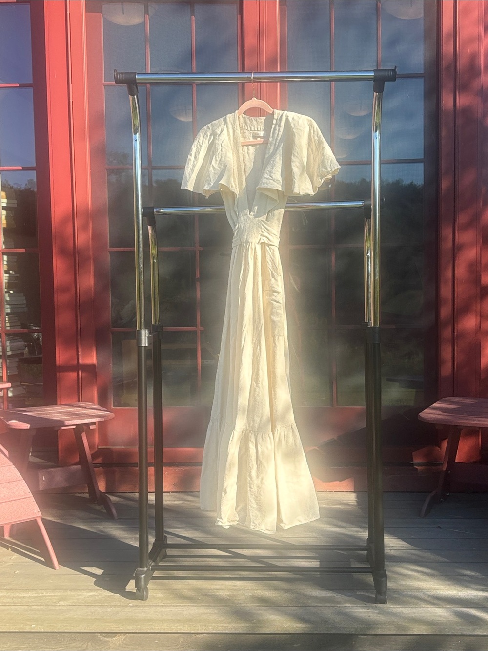 Doen Cream Ruffled Maxi Dress